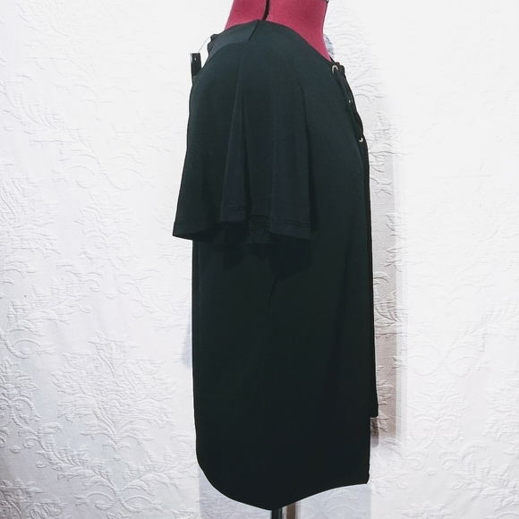 Liz Claiborne NWT Small Black Lace Up Top Blouse - Picture 5 of 11